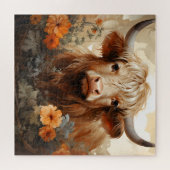 Entwurf einer floralen Highland Cow-Serie 2 Puzzle (Horizontal)