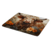 Entwurf einer floralen Highland Cow-Serie 2 Schneidebrett (Ecke)