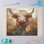 Entwurf einer floralen Highland Cow-Serie 2 Seidenpapier (Basteln)