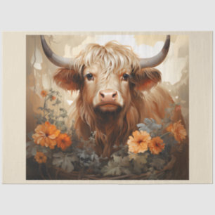 Entwurf einer floralen Highland Cow-Serie 2 Seidenpapier