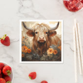 Entwurf einer floralen Highland Cow-Serie 2 Serviette (Beispiel)