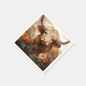 Entwurf einer floralen Highland Cow-Serie 2 Serviette (Ecke)