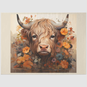Entwurf einer floralen Highland Cow-Serie 3 Seidenpapier