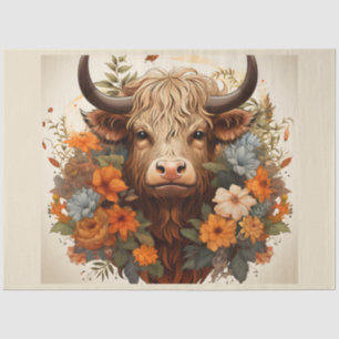 Entwurf einer floralen Highland Cow-Serie 4 Seidenpapier