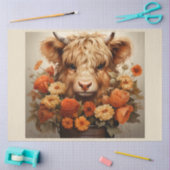 Entwurf einer floralen Highland Cow-Serie 5 Seidenpapier (Basteln)