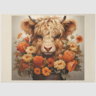Entwurf einer floralen Highland Cow-Serie 5 Seidenpapier