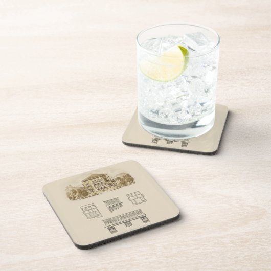 Entwurf eines Anwesens mit Innenplänen Getränkeuntersetzer (Rechte Seite)