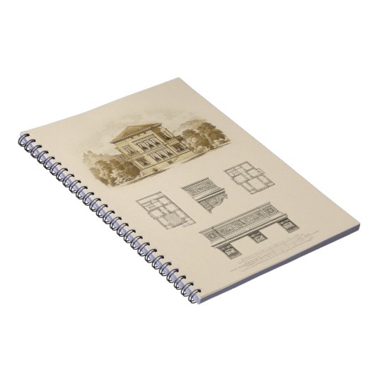 Entwurf eines Anwesens mit Innenplänen Notizblock (Rechte Seite)