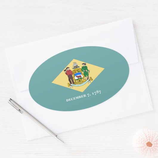 Entwurf eines Delaware-Staatsflagges Ovaler Aufkleber (Umschlag)