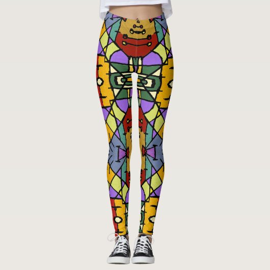 Entwurf eines geometrischen Mosaikquadrats Leggings (Vorderseite)