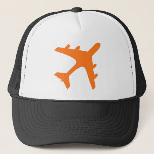 Entwurf eines orangen weißen Flugzeugs Truckerkappe