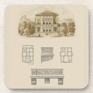 Entwurf für ein Anwesen mit Innenplänen Getränkeuntersetzer