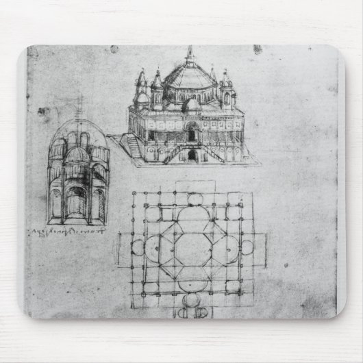Entwurf für eine Kirche, fol. 4r Mousepad (Vorne)