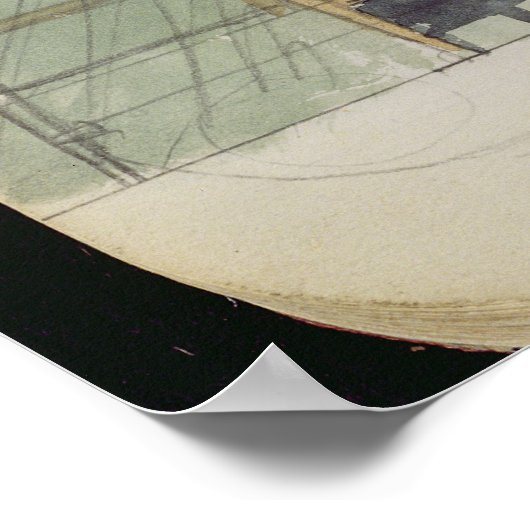 Entwurf für eine Sideboard, c.1860s-70er (mit w/c  Poster (Ecke)