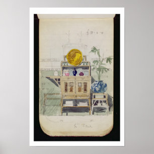 Entwurf für eine Sideboard, c.1860s-70er (mit w/c Poster