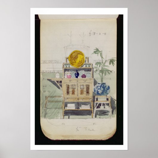 Entwurf für eine Sideboard, c.1860s-70er (mit w/c  Poster (Vorne)