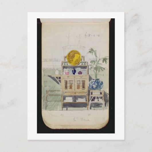 Entwurf für eine Sideboard, c.1860s-70er (mit w/c Postkarte (Vorderseite)