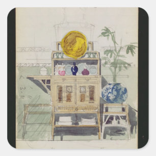 Entwurf für eine Sideboard, c.1860s-70er (mit w/c  Quadratischer Aufkleber