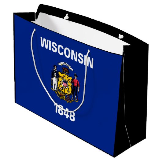 Entwurf für eine Staatsflagge von Wisconsin Große Geschenktüte (Rückseite Schrägansicht)