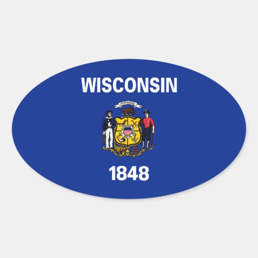 Entwurf für eine Staatsflagge von Wisconsin Ovaler Aufkleber (Vorderseite)