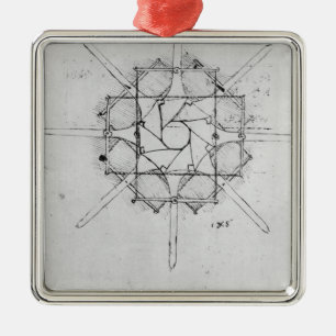 Entwurf für einen faltenden Windengriff, Fol. Silbernes Ornament