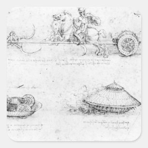 Entwurf für einen gepanzerten Wagen und einen gepa Quadratischer Aufkleber