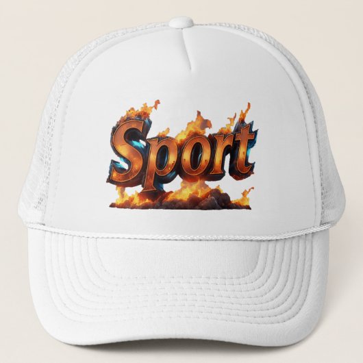 Entwurf für einen Hut in Form eines brennenden Feu Truckerkappe (Vorderseite)