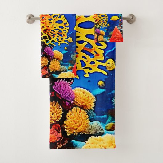 Entwurf für einen Korallengarten Badhandtuch Set (Insitu)