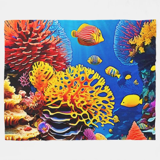 Entwurf für einen Korallengarten Fleecedecke (Vorderseite (Horizontal))