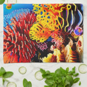 Entwurf für einen Korallengarten Geschirrtuch (Gefaltet)