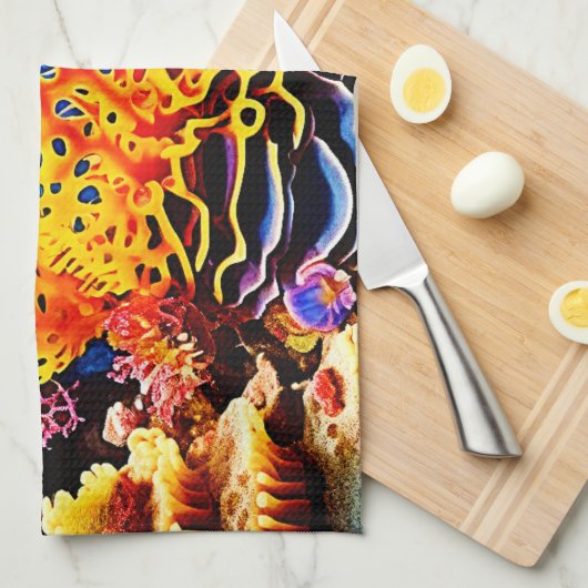 Entwurf für einen Korallengarten Geschirrtuch (Viertel Falte)