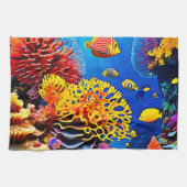 Entwurf für einen Korallengarten Geschirrtuch (Horizontal)