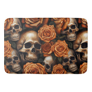 Entwurf für einen Schädel und Rose der Serie 9 Badematte