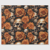 Entwurf für einen Schädel und Rose der Serie 9 Geschenkpapier (Flach)