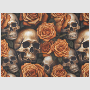 Entwurf für einen Schädel und Rose der Serie 9 Seidenpapier