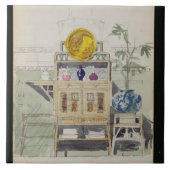 Entwurf für einen Sideboard, c.1860s-70s (w/c u. Fliese (Vorderseite)