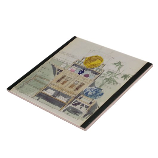 Entwurf für einen Sideboard, c.1860s-70s (w/c u. Fliese (Seite)