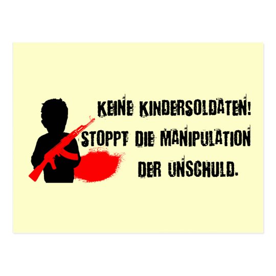 Entwurf für Kinderrechte: Keine Kindersoldaten! Postkarte