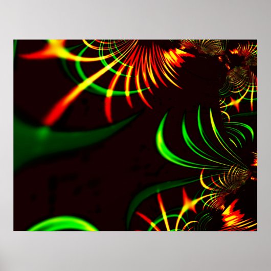 Entwurf; grüne Blätter und gelbe, feuerfarbene Kur Poster (Vorne)