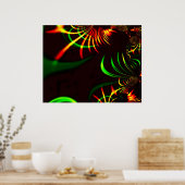 Entwurf; grüne Blätter und gelbe, feuerfarbene Kur Poster (Küche)