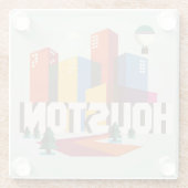 Entwurf Houstons, Stadtbild Texas | Glasuntersetzer (Rückseite)