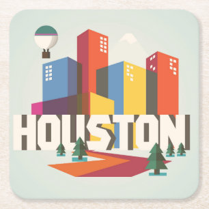Entwurf Houstons, Stadtbild Texas Rechteckiger Pappuntersetzer