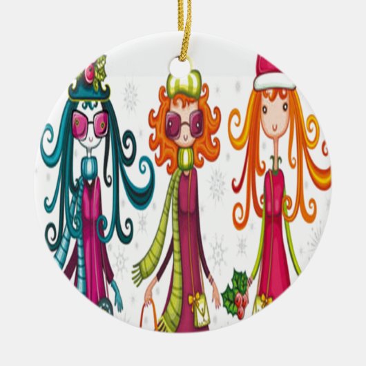 Entwurf mit drei Mädchen Keramik Ornament (Vorne)