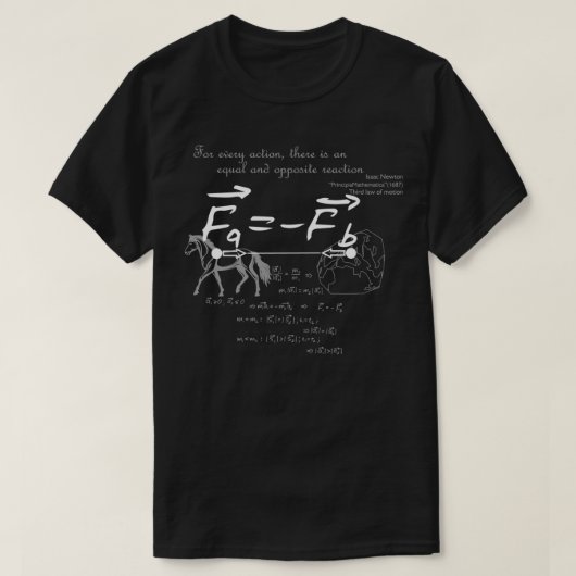 Entwurf mit Sir Isaac Newtons drittem Gesetz T-Shirt (Design vorne)