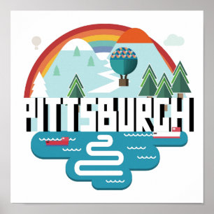 Entwurf Pittsburghs, Stadtbild Pennsylvanias   Poster