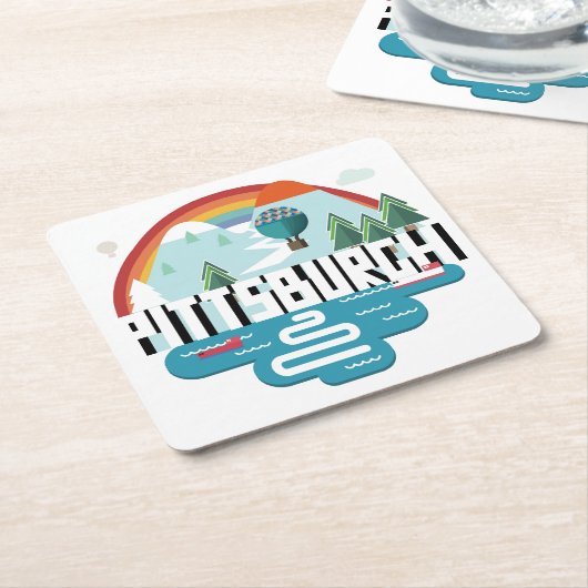 Entwurf Pittsburghs, Stadtbild Pennsylvanias | Rechteckiger Pappuntersetzer (angewinkelt)