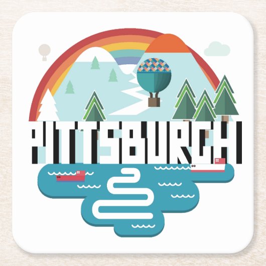 Entwurf Pittsburghs, Stadtbild Pennsylvanias | Rechteckiger Pappuntersetzer (Vorderseite)