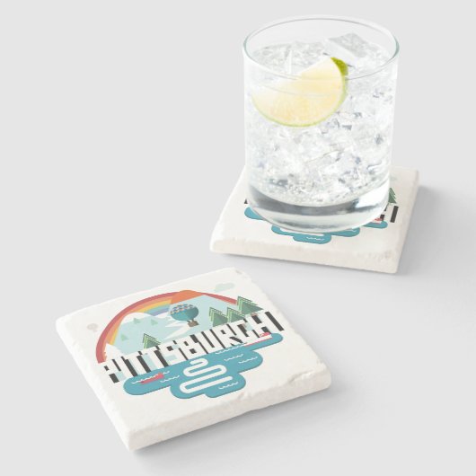 Entwurf Pittsburghs, Stadtbild Pennsylvanias | Steinuntersetzer (Seitenansicht)