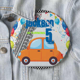Entwurf von Birthday Cars und Gleisen Button