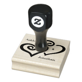 Entwurf von geschlossenen Herzen Holz Briefmarke Gummistempel